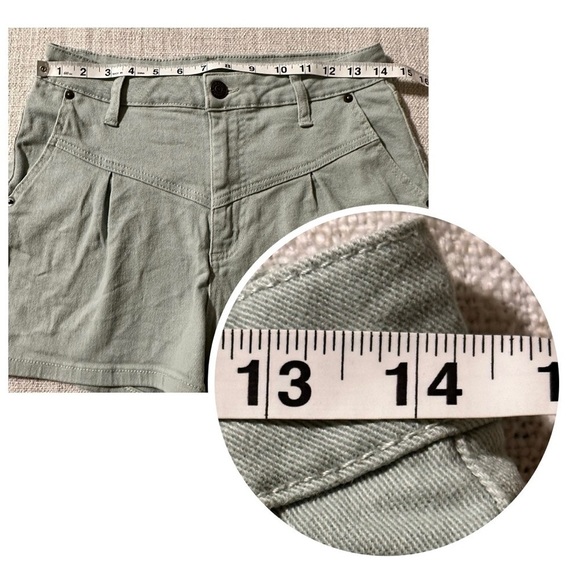 WILD FABLE High Rise Yoke Front 2” Inseam Olive Green Denim Shorts Army Womens 6 - Picture 14 of 16